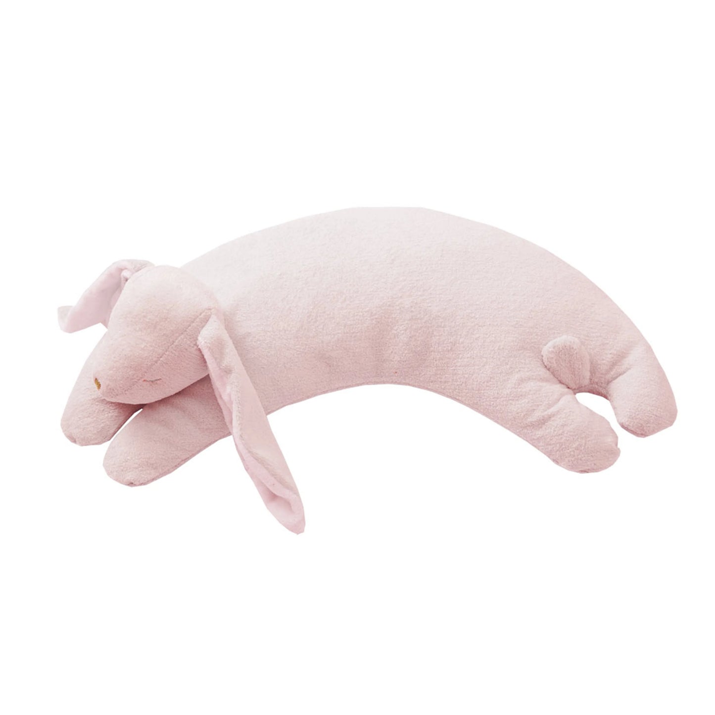 Plush curved neck pillow with pink bunny-shaped design. Add custom embroidery to the center of the pillow.