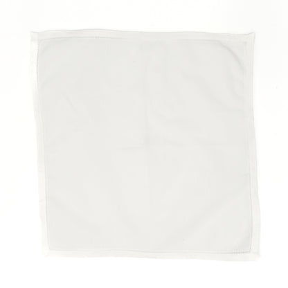White cotton men’s handkerchief with hemstitch border, 20″ square, pressed flat against a white background.