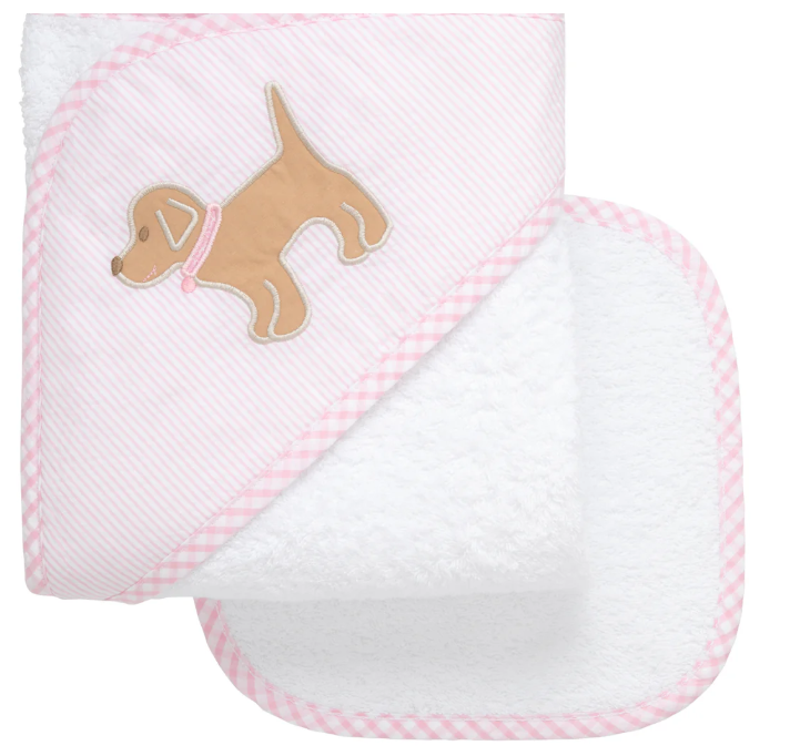 3 Marthas Hooded Towel & Washcloth Set (Appliqué Styles)